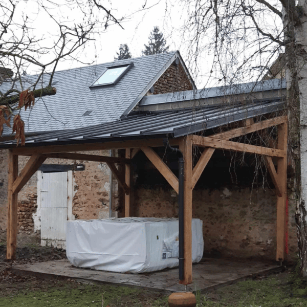 abris de jardins en chêne avec toiture en zinc